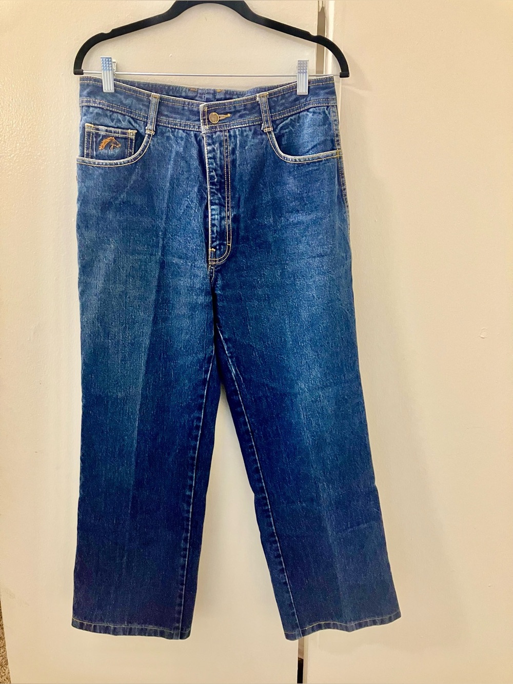 VTG 80s Jordache Horse Head Wide Straight Leg Jeans Hong Kong Measure Sz 10.